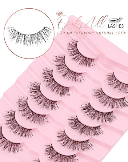 Onlyall Natural Lashes Wispy Lashes Natural Look False Eyelashes Natural Flared Eyelashes False Eye Lashes Soft Fluffy Lashes 7 Pairs T28