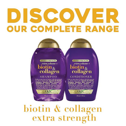 OGX Extra Strength Biotin and Collagen Conditioner, 13 fl oz, Sulfate-Free, Thicker, Fuller Hair