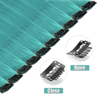 12 PCS Teal Blue Hair Extensions Clip in, 20 Inch Colored Party Synthetic Neon Highlights Extensions, Rainbow Hair Accessories for Girls Women Kids Hair Pieces (Teal Blue)