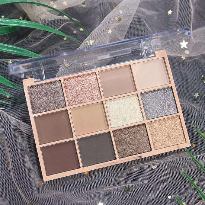 Neutral Smokey Eye Shadow Palette,Nude Silver Gray Black Cream Eyeshadow Palette,Make Up Pallets for Women Highly Pigmented Natural Eyeshadow for Eyes Long Lasting Naturing-Looking,Blendable,Vegan