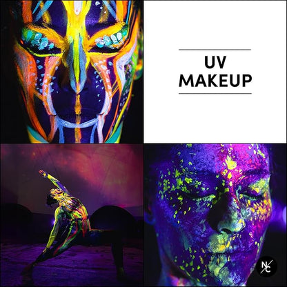 UV Fluorescent Alcohol Airbrush Paints - 2 fl oz, Glow Effect, Waterproof, Sweatproof, Highly Pigmented Liquid Makeup for Bodypainting, Film, TV, Festivals - UV Green