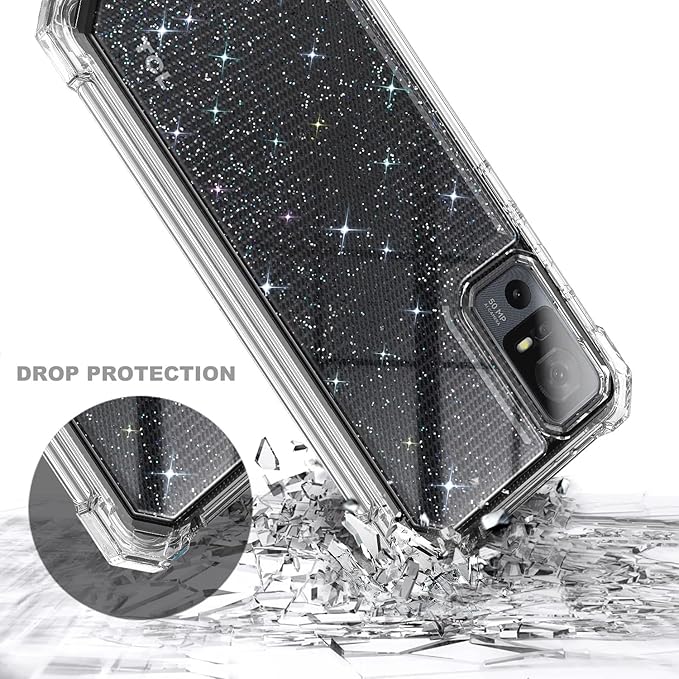 NZND Designed for TCL 40 XE 5G Case, TCL 40 X 5G with [Built-in Screen Protector], Full-Body Protective Shockproof Rugged Bumper Cover, Impact Resist Case (Crystal Glitter Clear)