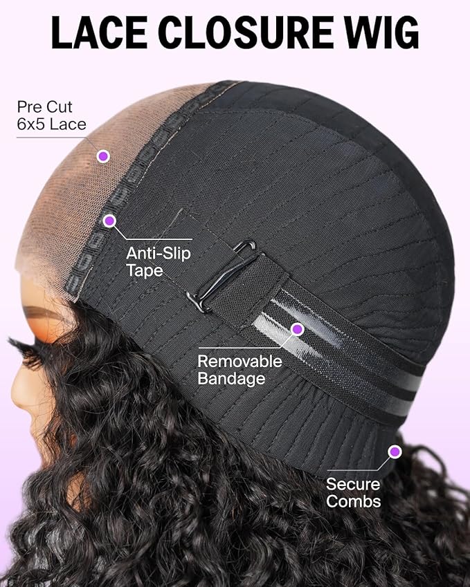 12A Bob Wig Human Hair Glueless Curly Bob Wig Human Hair Real Ready to Go Glueless Wigs Human Hair Pre Plucked Pre Cut 6X5 HD Lace Short Bob Wig Bleached Tiny Knots 14 Inch