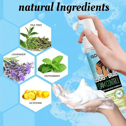 8 fl oz Braid Foam Control Mousse Braiding Mousse for Braids Twist, Locs, No Flake Extra Hold High Shine Style & Moisturizes, Hair Mousse for Braids Nourishes, Lightweight, Smooth, No Greasy Tea Tree