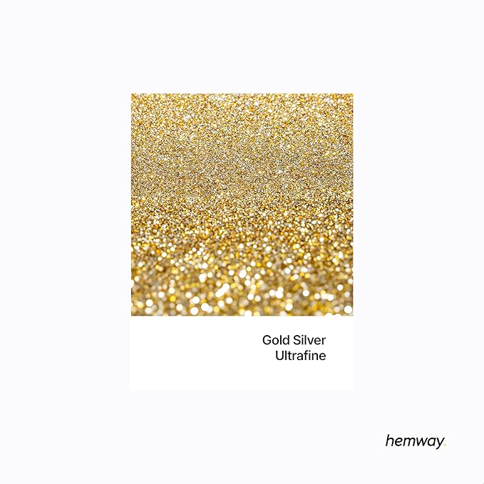 Hemway Premium Ultra Sparkle Glitter Multi Purpose Metallic Flake for Nail Art, Cosmetic Graded, Makeup, Festival, Party, Hair, Body and Eyes 100g / 3.5oz - Gold Silver