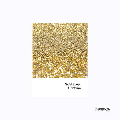 Hemway Premium Ultra Sparkle Glitter Multi Purpose Metallic Flake for Nail Art, Cosmetic Graded, Makeup, Festival, Party, Hair, Body and Eyes 100g / 3.5oz - Gold Silver