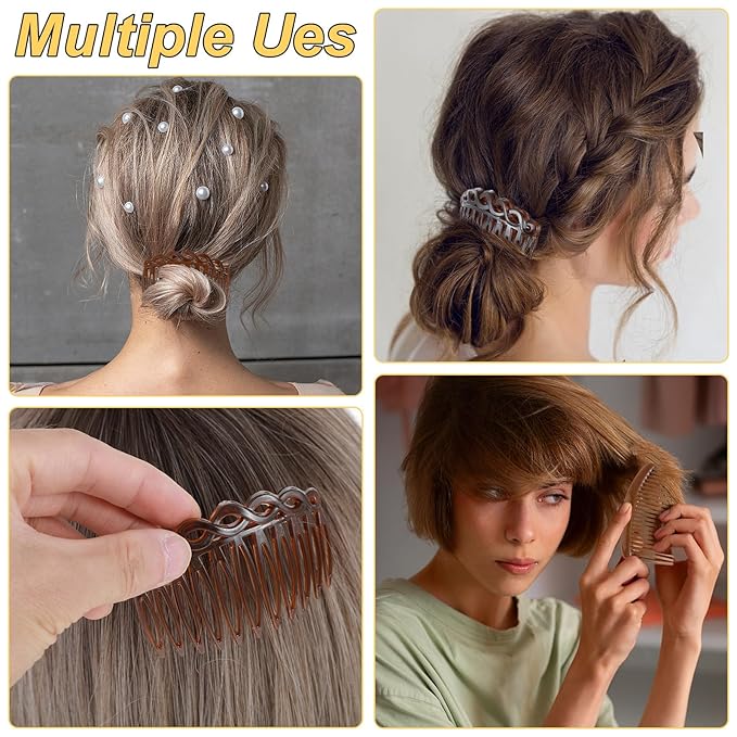 12PCS French Comb Small Plastic French Twist Comb Clips and Pins, Side Hair Combs for Women Girls Decorative Vintage Fine Style Bridal Hair Styling Accessories(9/11 /23 Teeth Side)