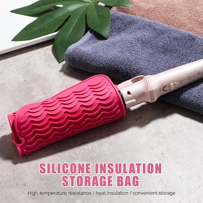 Oneleaf Portable Heat Insulated Silicone Mat – Designed for Curling & Flat Irons, Hair Straighteners – Versatile and Durable Heat Resistant Silicone Pouch for Hair Styling Tools-Pink