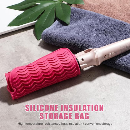 Oneleaf Portable Heat Insulated Silicone Mat – Designed for Curling & Flat Irons, Hair Straighteners – Versatile and Durable Heat Resistant Silicone Pouch for Hair Styling Tools-Pink