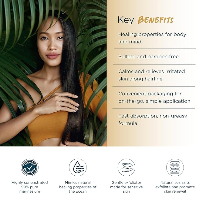 Ocean Soothe Scalp Relief Serum with Highly Concentrated Magnesium Salt for Dry and Flaky Skin, Quick Absorption, All Natural and Fragrance-Free Leave-In Scalp Treatment, 50mL