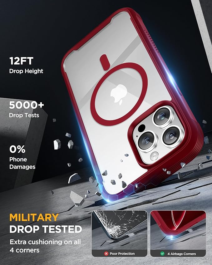 Miracase for iPhone 16 Pro Max Case 6.9'', [Bubble Free] Full-Body Bumper Phone case with Built-in Full Glass Screen &Lens Protector,Compatible with MagSafe,Drop Proof 16 Pro Max Cover,Plum
