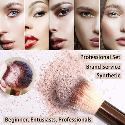 ZOREYA Makeup Brushes, 15 Pcs Professional Premium Synthetic Brush Set, Foundation Concealer Eyeshadow Blush Makeup Brush Set (Champagne Gold)
