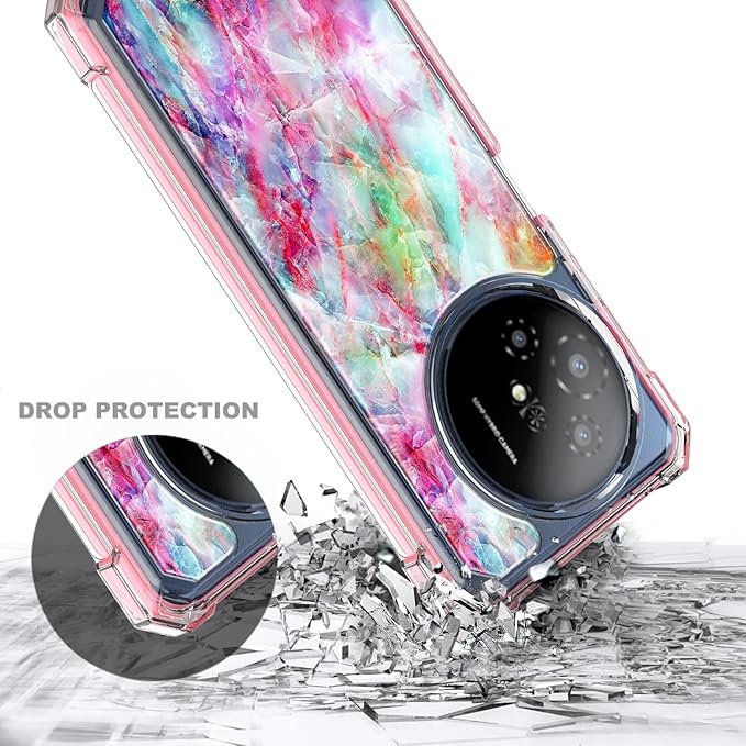 Designed for TCL 50 XL 5G Phone Case, 50 XL NXTPAPER 5G Case with Screen Protector, [Raised Corners Drop Protection] Full-Body Protective Shockproof Rugged Bumper Cover (Marble Fantasy)
