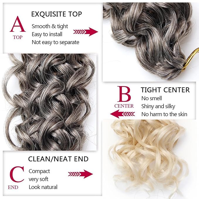 8 Packs Curly Crochet Hair GoGo Curl Crochet hair for Black Women Deep Wave Braiding hair,Synthetic Bohemian Crochet Braid Water Wave Crochet hair Extensions (6/613, 18inch)