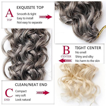 8 Packs Curly Crochet Hair GoGo Curl Crochet hair for Black Women Deep Wave Braiding hair,Synthetic Bohemian Crochet Braid Water Wave Crochet hair Extensions (6/613, 18inch)