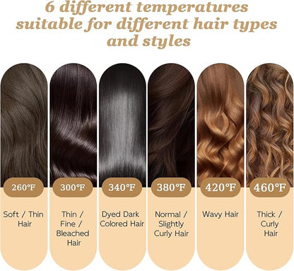 Nicebay Straightener Brush, Rotatable Temperature Adjustment Hair Straightening Brush, Auto-Off & Led Display Hair Straightener Comb for Women