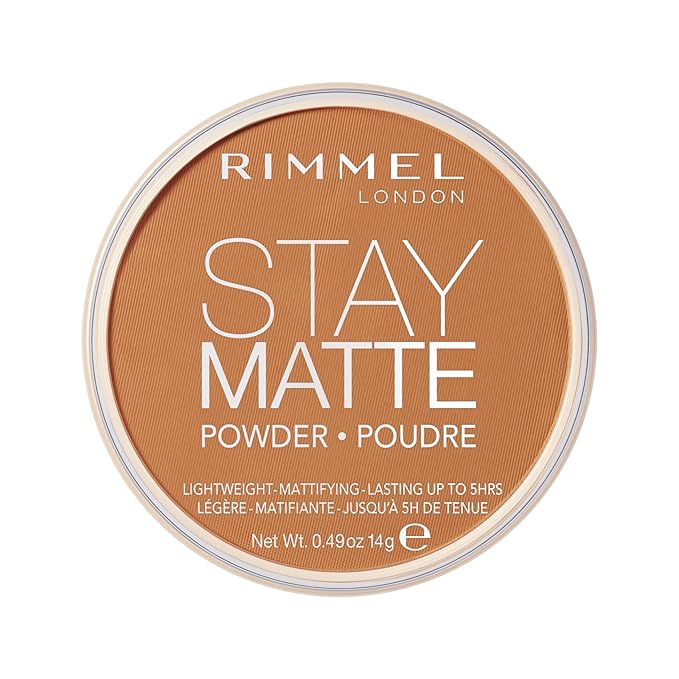 Rimmel London Stay Matte - 025 Toffee - Pressed Powder, Lightweight, High Coverage, Shine Control, 0.49oz