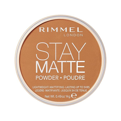 Rimmel London Stay Matte - 025 Toffee - Pressed Powder, Lightweight, High Coverage, Shine Control, 0.49oz