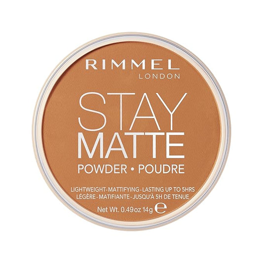 Rimmel London Stay Matte - 025 Toffee - Pressed Powder, Lightweight, High Coverage, Shine Control, 0.49oz