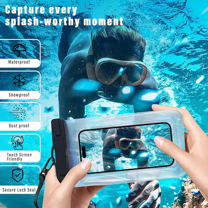 2 Pcs Waterproof Phone Pouch, Universal IPX8 Waterproof Phone Case for iPhone 16 15 pro max 14 13 12 11 Plus XS XR Samsung S24 S23 up to 6.8'', Water Proof Dry Bag for Swimming Kayak Beach Vacation