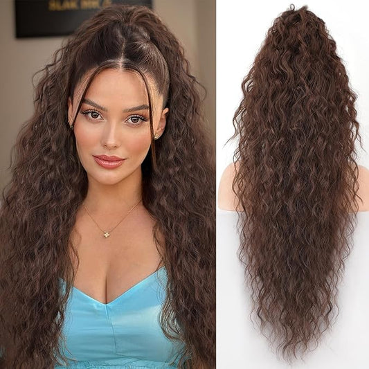 ORSUNCER Ponytail Extension Claw 30" Curly Pony Tail Clip in Claw Hair Extensions Fluffy Natural Looking Synthetic Hairpiece for Women…