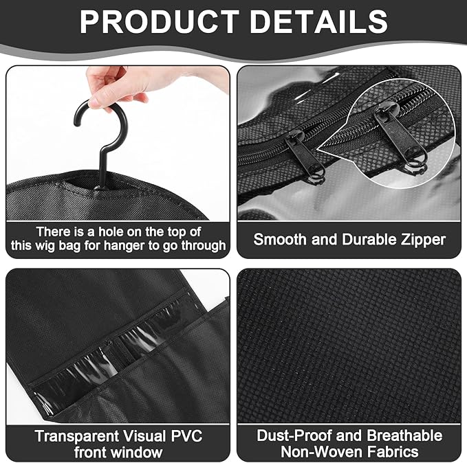 10Pcs Hair Extension Holder Wig Storage for Multiple Wigs, Wig Bags Wig Hanger, Dust-proof Wig Bags Storage with Hanger, Hair Extensions, Wigs & Accessories
