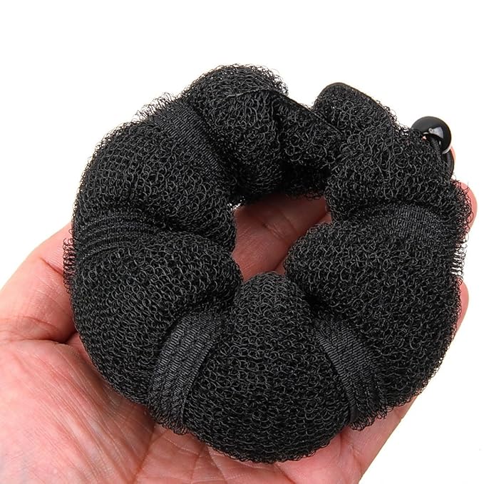 Beauty Hair Styling Accessory - 2 Pieces Doughnut Hair Bun Maker and Curler in Small & Large (Black)