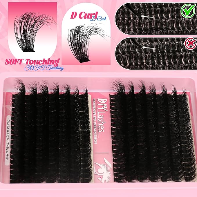 280 Pcs Lash Clusters Extensions Kit - 80D 100D 12-20mm Faux Mink Individual Eye Lash Clusters with D Curl Fluffy Wispy Lash Clusters for DIY Lash Extension at Home
