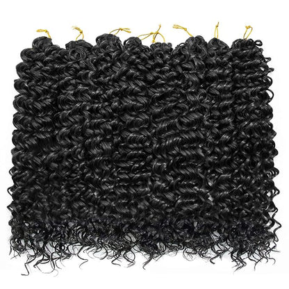 8 Packs Curly Crochet Hair GoGo Curl Crochet hair for Women Natural Black Deep Wave Braiding hair,Synthetic Bohemian Crochet Braid Water Wave Crochet hair Extensions(18inch, 1B)