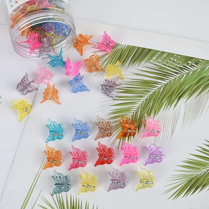 100Pcs Butterfly Glitter Hair Accessories - Tiweio Colorful Small Hair Claw Clips, 14 Sparkle Candy Colors for Women and Girls with Gift Box