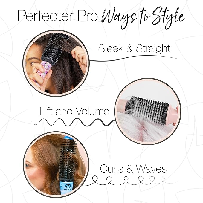 CALISTA Perfecter Pro Heated Round Brush | Curl, Volumize, and Style Hair with No Heat Damage for Healthier Hair | 4 Sizes for All Hair Types | Dual Voltage & Adjustable Temp (Daisy Bloom, 1.5)