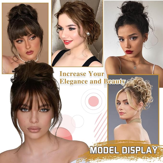 MORICA 1PCS Messy Hair Bun Hair Scrunchies Extension Curly Wavy Messy Bun Hair Synthetic Chignon Hairpieces for Women(Black)