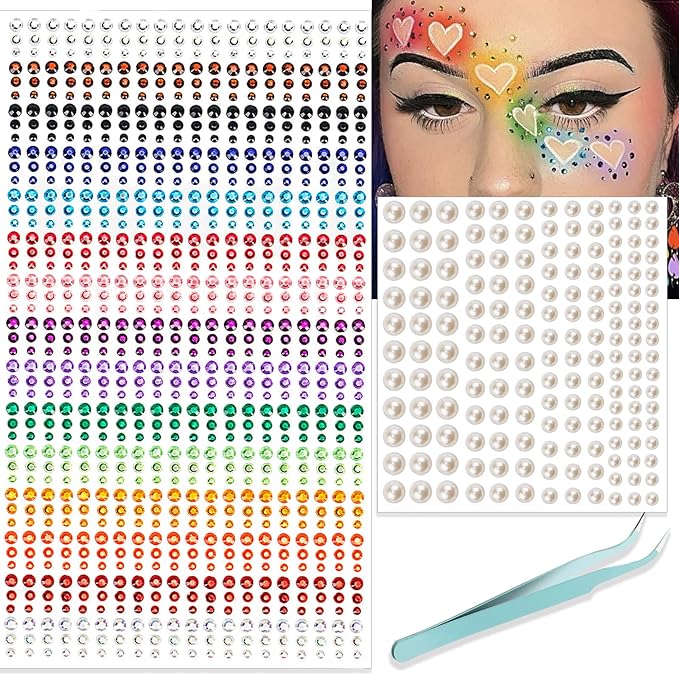 NOOEPC Face Gems Hair Gems，Self Adhesive Face Gems Rhinestones, Face Jewels Diamonds Sticky Gems for Makeup Hair Crafts Halloween Decorations