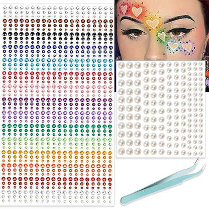 NOOEPC Face Gems Hair Gems，Self Adhesive Face Gems Rhinestones, Face Jewels Diamonds Sticky Gems for Makeup Hair Crafts Halloween Decorations