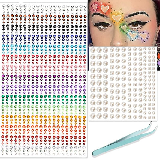 NOOEPC Face Gems Hair Gems，Self Adhesive Face Gems Rhinestones, Face Jewels Diamonds Sticky Gems for Makeup Hair Crafts Halloween Decorations
