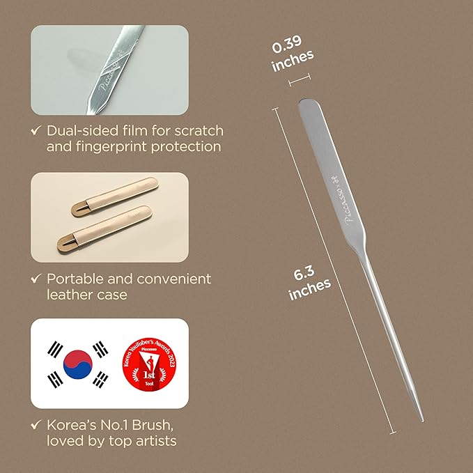 Korean Piccasso Makeup Spatula + Sponge 2P Set – Professional Makeup Tools with Precision Spatula and 2 Soft Sponges, Perfect for Blending Foundation, Makeup for a Flawless Finish, K-Beauty