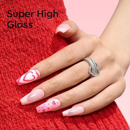 modelones Gel Nail Polish Set 2 PCS 15 ML Pink Gel Polish Hot Pink Tones Light Pink Shades Gel Nail Polish Soak Off UV Spring Nail Art DIY Manicure At Home For Women Girls