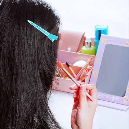 24 Packs Duck Bill Clips, Bantoye 2.75 Inches Rustproof Metal Alligator Curl Clips with Holes for Hair Styling, Hair Coloring, Blue