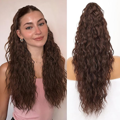 ORSUNCER Ponytail Extension Claw 26" Curly Pony Tail Clip in Claw Hair Extensions Fluffy Natural Looking Synthetic Hairpiece for Women