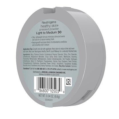 Neutrogena Healthy Skin Pressed Makeup Powder Compact with Antioxidants & Pro Vitamin B5, Evens Tone, Minimizes Shine & Conditions, Light to Medium 30.34 oz (Pack of 2)