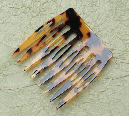 2 Pcs Women Hair Side Comb French Vintage 2.3 x 2.4 Inch Hair Decoration Curved Hair Combs for Bun Twist Hair Styling Accessories (Dark Brown and Light Brown)