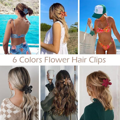 Flower Hair Clips 6 PCS Flower Claw Clips Daisy Clips for Women Matte Large Claw Clips Strong Hold Jaw Clamps Hair Accessories for Thick Hair 6 Colors