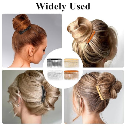 12 Pcs Side Combs French Twist 14 Teeth Decorative Hair Accessories Vintage Style Clips Pins Plastic Fine Styling Comb for Women Bridal Long Curly Hair