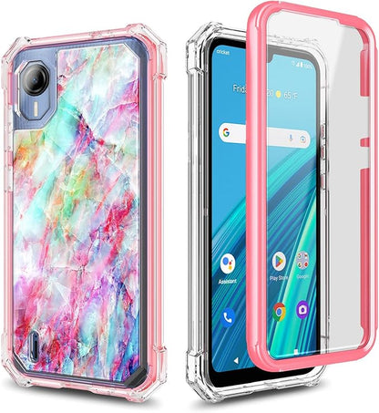 Compatible with Cricket Debut S2 / ATT Calypso 4 Phone Case with [Built-in Screen Protector], Full-Body Protective Shockproof Rugged Bumper Cover Case (Fantasy)
