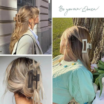 Hair Clip, 3.5 Inch Medium Hair Claw Clips 6 Pack for Women - Brown Hair Accessories