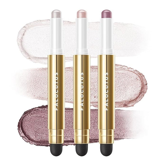 3 PCS Gel Eyeshadow Stick,Cream Matte and Shimmer Eyeshadow Pencil,Waterproof & Smudge-Proof Highlighter Makeup Pen,Long Lasting Shimmer Finishing and Create Resistant,N-Twilight Garden