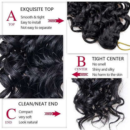 8 Packs Curly Crochet Hair 14inch GoGo Curl Crochet hair for Women Deep Wave Braiding hair,Synthetic Bohemian Crochet Braid Water Wave Crochet hair Extensions(1B, 14inch)