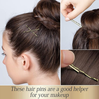 100PCS 2Inches Hair Pins Kit Hair Clips Secure Hold Bobby Pins Hair Clips for Women Girls and Hairdressing Salon With Clear Storage Box(Bronze)