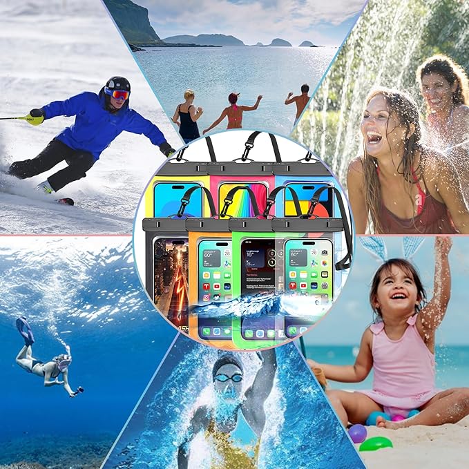 7 Pack Multicolor Universal Waterproof Phone Pouch, Large Phone Waterproof Case Dry Bag (Protection Level: IP68) Outdoor Sports for Apple iPhone,Samsung,and up to 7.5" (Multicolor 7 Pack)
