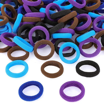 120 Pcs Baby Hair Ties, Cotton Toddler Hair Ties for Girls and Kids, Multicolor Small Seamless Hair Bands Elastic Ponytail Holders(Dark)